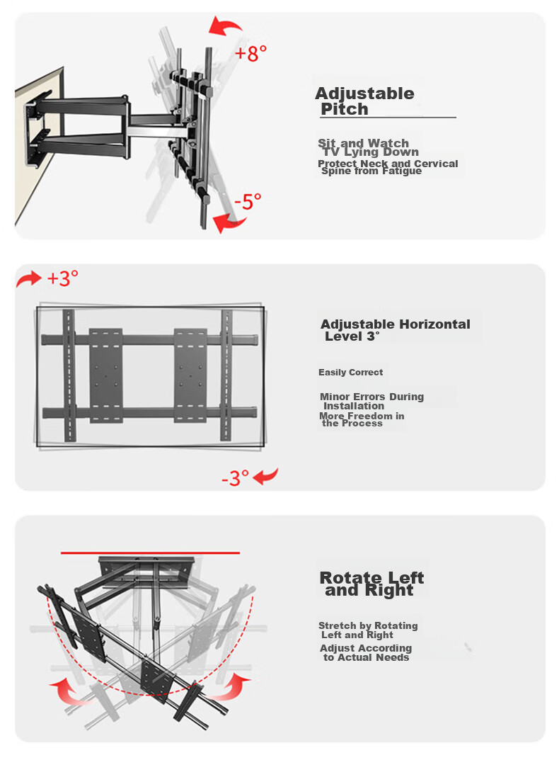 Jianleji 90-Degree Rotating TV Wall Mount, Left And Right Swivel 180°, Vertical Wall Folding Push-Pull Extended Bracket, Universal for 43/55/65/75 Inches, Precision Hinge 17