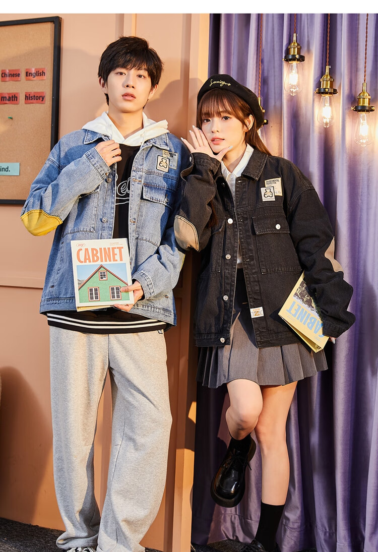 TonLion 2023 Couple's Denim Casual Lapel Jacket, Black (Unisex), Size M 13