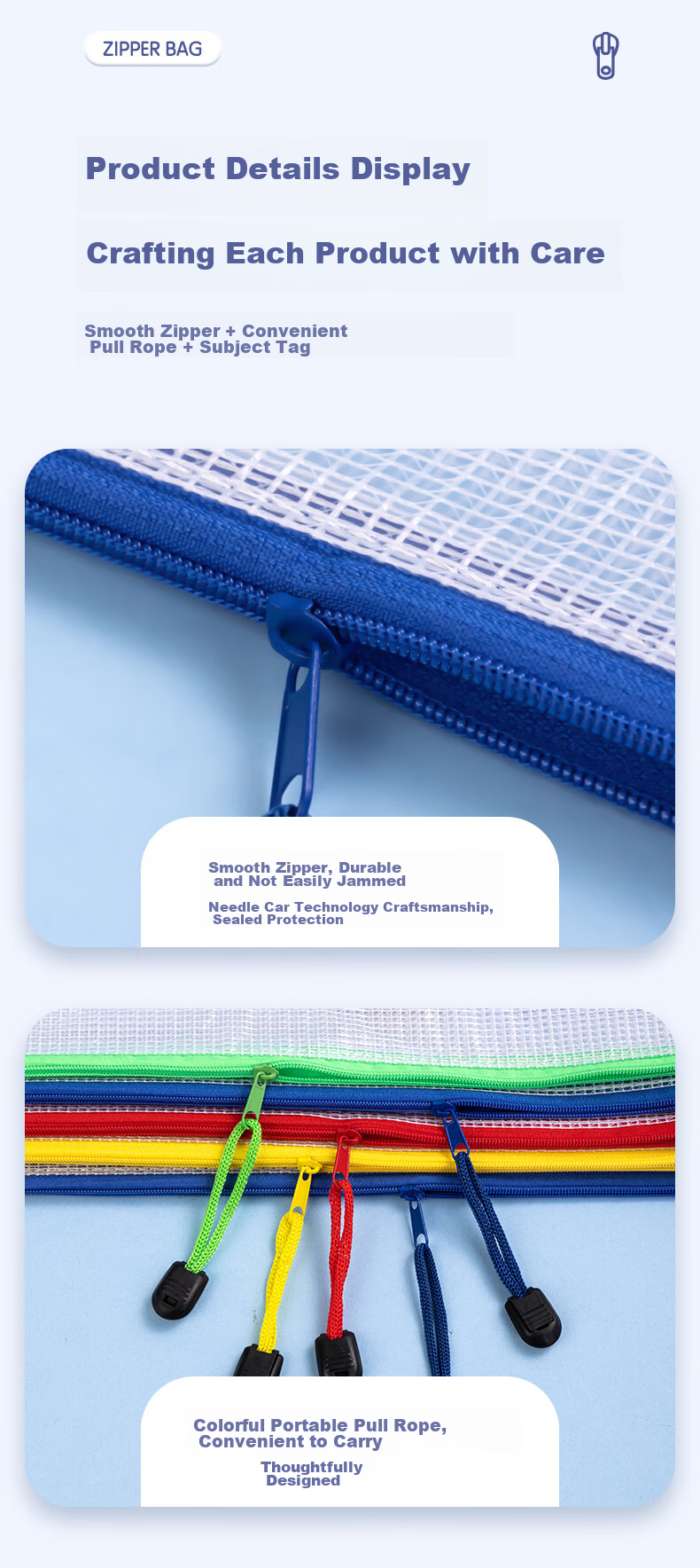 Deli A4 Subject Classification Zipper Pouch Waterproof Pen Holder for School Supplies, Receipt And Exam Paper Storage, Transparent Mesh Document Organizer, Pack of 5, 33124 15