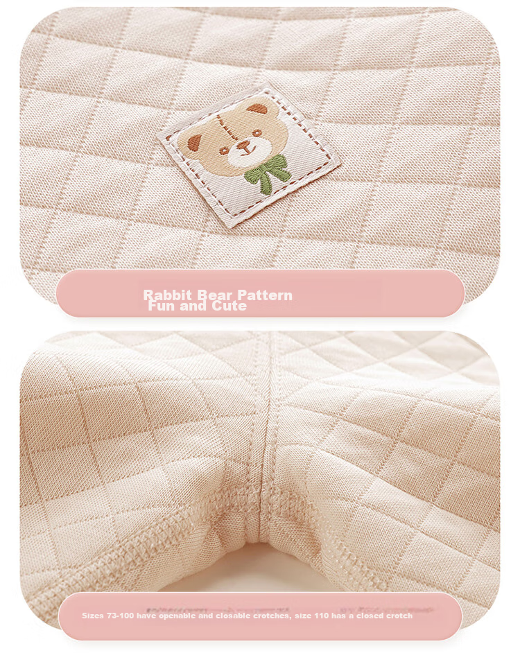 Labi Baby Toddler Baby Belly Protection Pants Autumn Winter Boys Girls Base Layer Sleep Pants Kids Thermal Pants 2-Pack Bear Pink Size 100 19