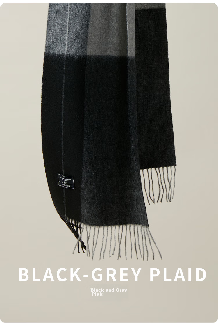 JIUMU Pure Wool Scarf for Men, Autumn And Winter Warm Neck Warmer, Gift for Men, Fathers, Mid-Autumn Festival, Birthday Present, Gift Box Packaging 19