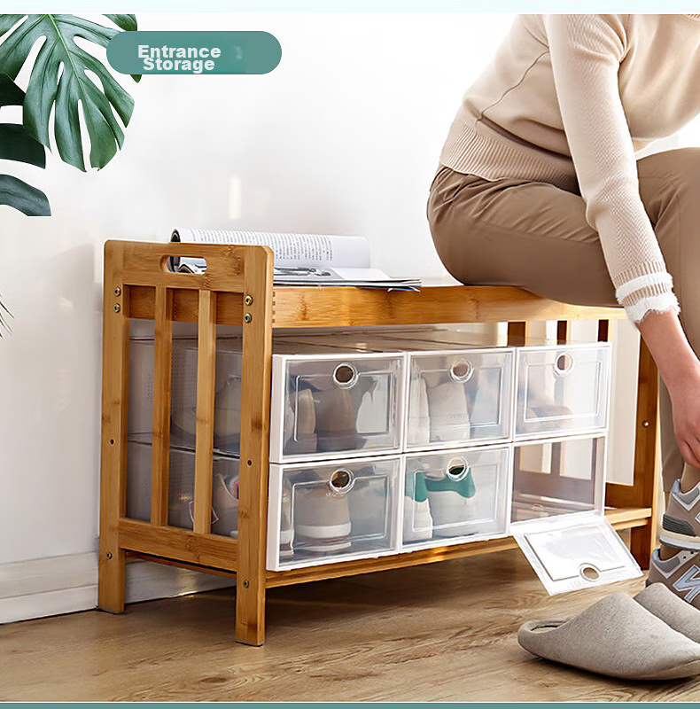 Baicaoyuan Thickened Shoe Box, Transparent Drawer-Style Shoe Storage Box, Shoe Cabinet Storage Box, Simple Shoe Rack, White, 16 Pieces 20