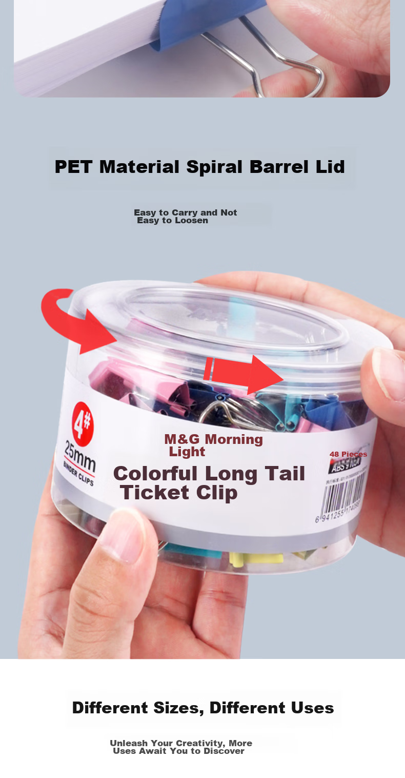 M&G Stationery Popular Product [Super Hit] #5 19mm 40 Pieces/jar Colored Binder Clips Economical Office Clips ABS916J5 7