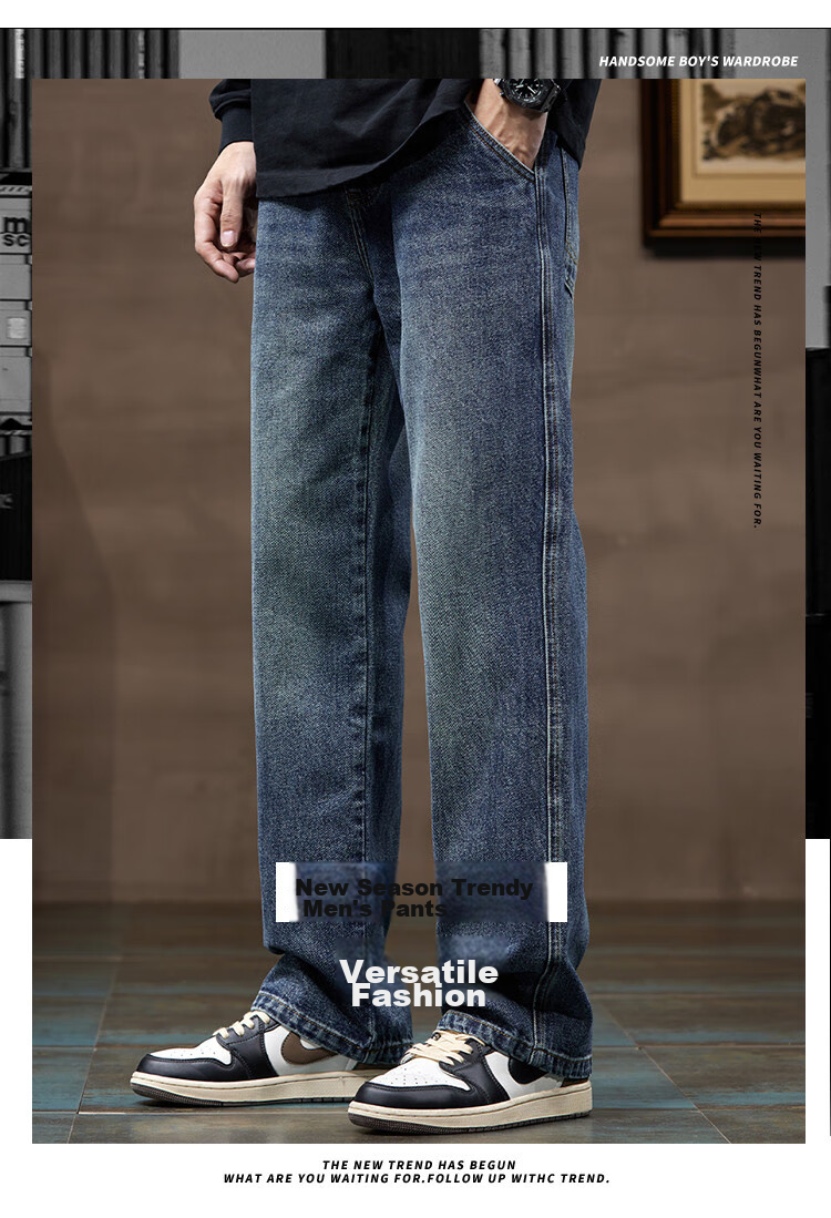 JEEP High-End Men's Jeans, Men's 2026 Spring And Summer New Style, Loose Straight-Leg Casual Trendy Wide-Leg Pants for Me 2