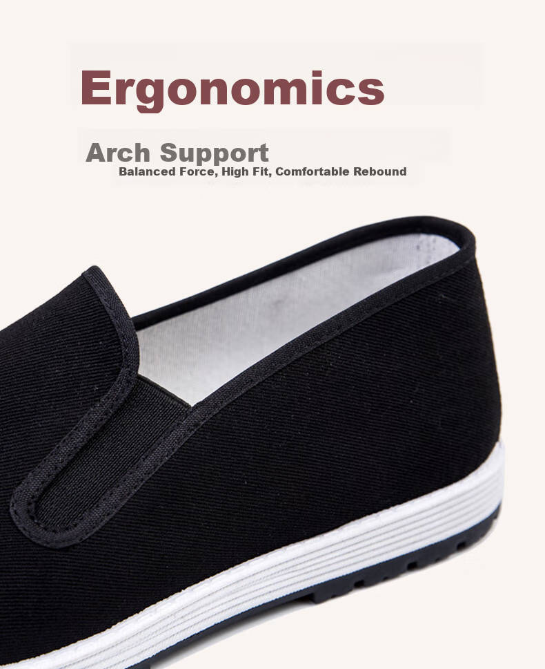 IQGD Traditional Cloth Shoes for Men, Old Beijing Style Casual Low-Top Shoes with Thousand-Layer Sole Slip-On Elderly Shoes 052 Black Size 39 5
