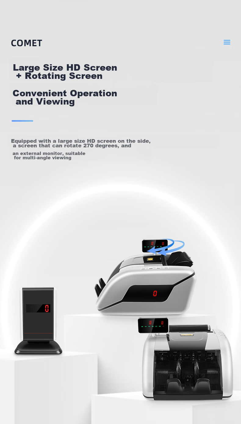 Kemi (Comet) Currency Counter Supports New RMB, Compact Portable Banknote Counter for Commercial Use, Office Cash Machine with Voice And Three-Screen B-Class G500 9