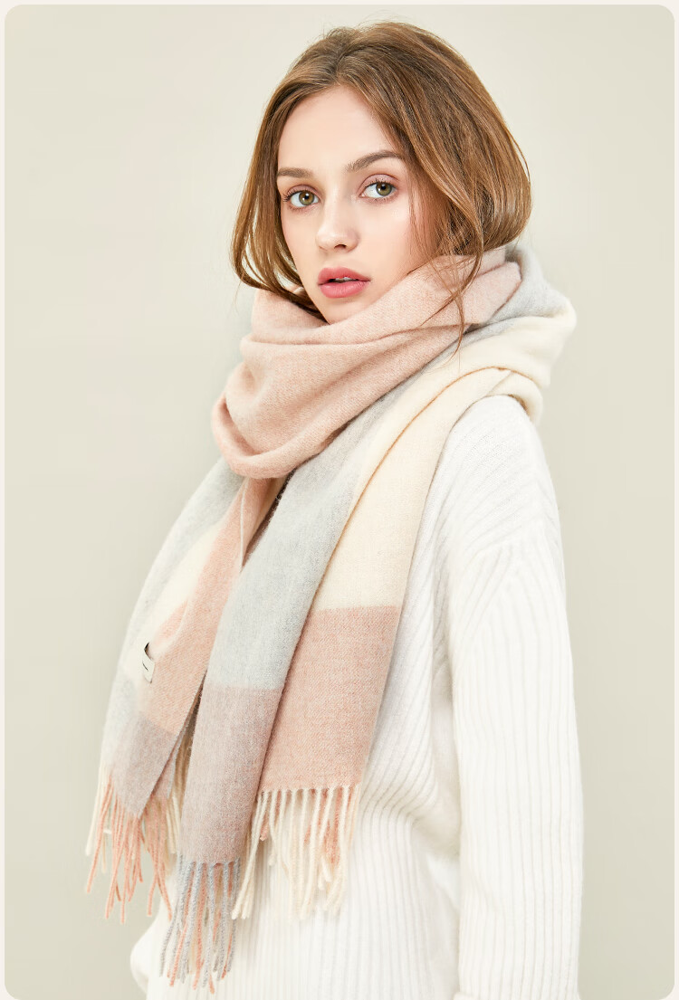JIUMU Pure Wool Scarf for Women Autumn Winter Warm Shawl Large Wrap Gift Box New Year Birthday Present for Girls 12