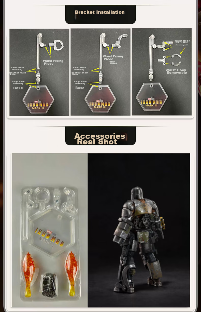 Marvel Iron Man MK1 Action Figure, 10th Anniversary Edition, Movable Model, Birthday Gift 2