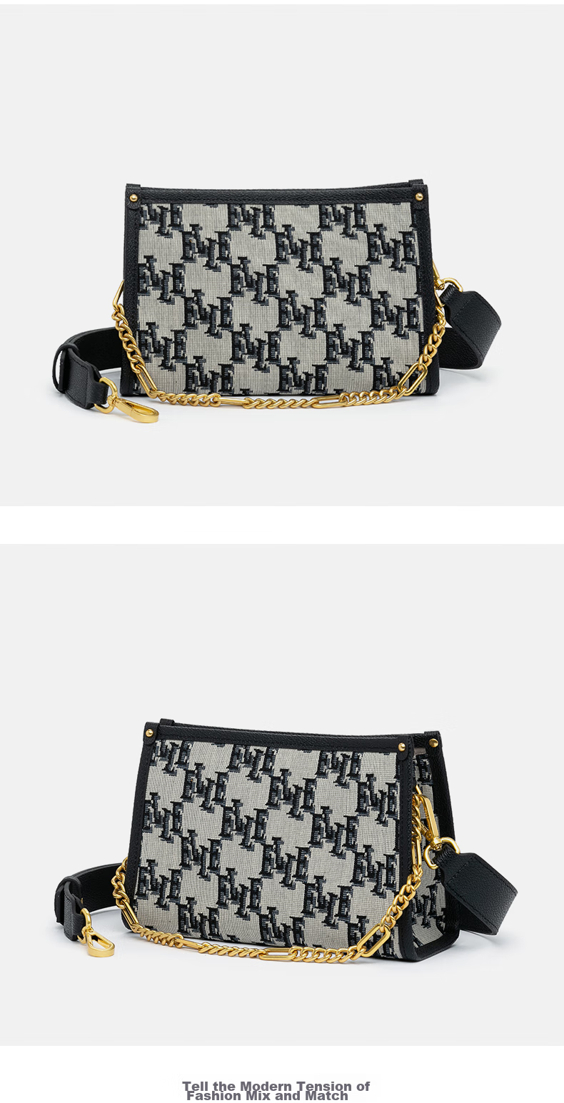 ELLE New Women's Handbag, Chain Flower Pattern, Tote Bag, Shoulder Bag, Crossbody Small Square Bag, Underarm Bag, Birthday Gift, 22016 9