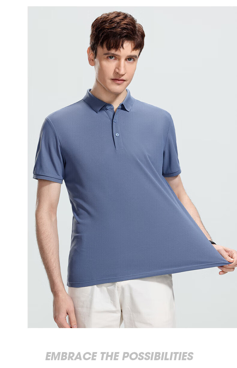 ROMON Short-Sleeve Polo Shirt for Men with Collar, Summer Business Casual Versatile Solid Color Top 8827 9
