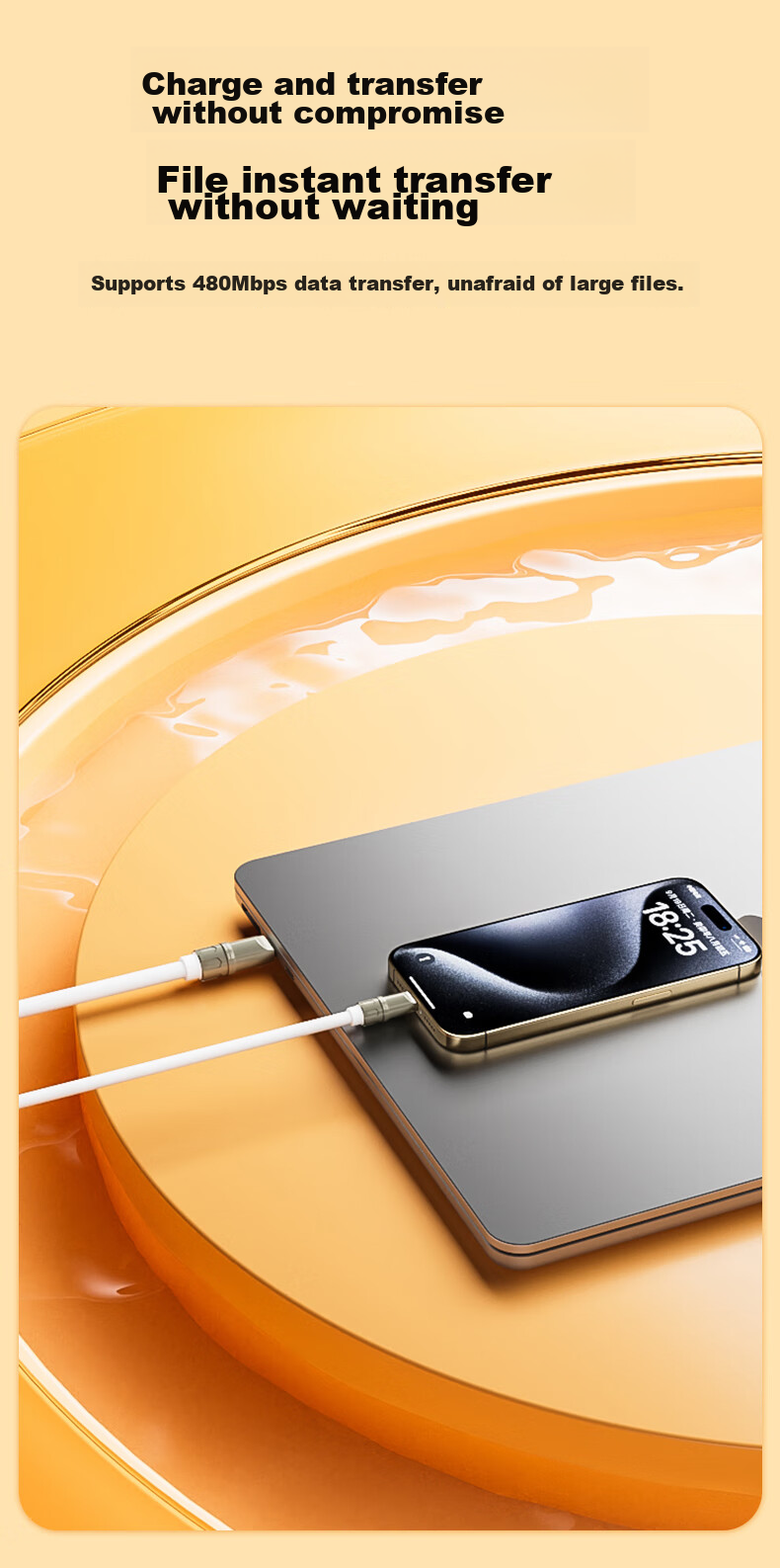 BIAZE Dual-Head Type-C Charging Cable PD60W Compatible with Apple IPhone 18 Pro Max 17/16/15, Huawei, Xiaomi, Android Phones, Fast Charging Data Cable for Tablets, 1.5 Meters 6