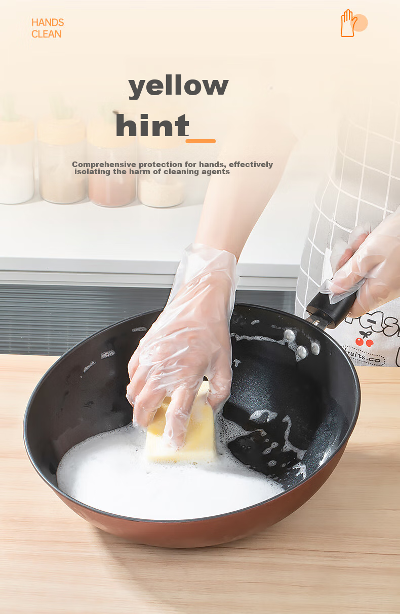 Temeiju Kitchen Disposable Gloves, Food Grade, Thickened, Non-Slip, Tear-Resistant TPE Plastic Gloves for Home Use, Catering, Baking, And Beauty, 100 Pieces 6