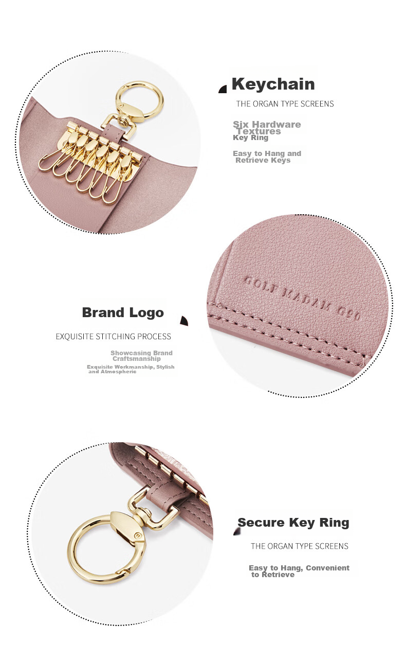 GOLF Key Pouch, Women's Fashionable Printed Multifunctional Storage Bag, Card Holder, Classic Key Case, Car Keychai 10