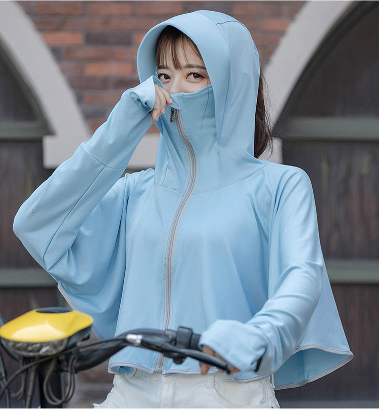 GLO-STORY Sun Protection Clothing for Women, Long-Sleeve Hooded UV-Resistant Jacket, Outdoor Anti-UV Shawl, WST114059 22