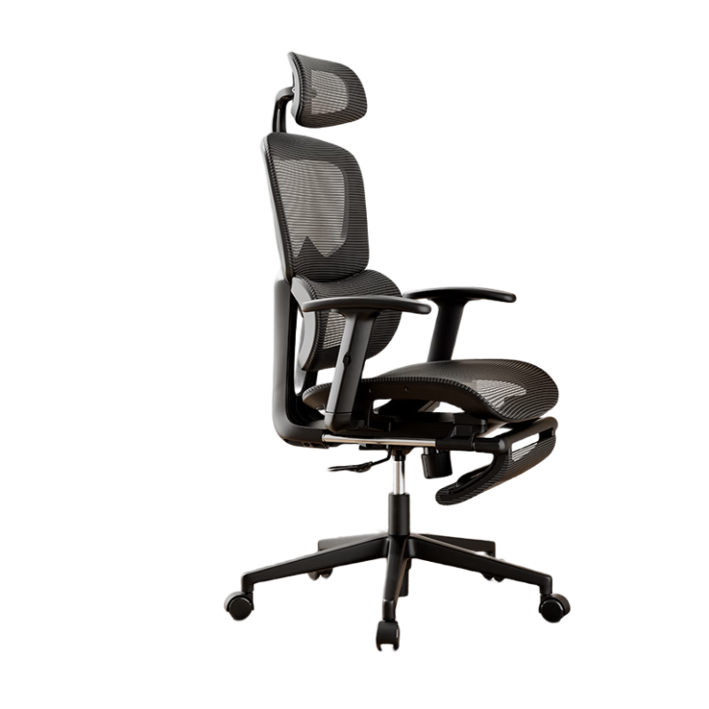 Deli Surfer Series Special Mesh Model, Ergonomic Chair Computer Chair, 3D Lumbar Support + Height Adjustable Armrests + Footrest, Black