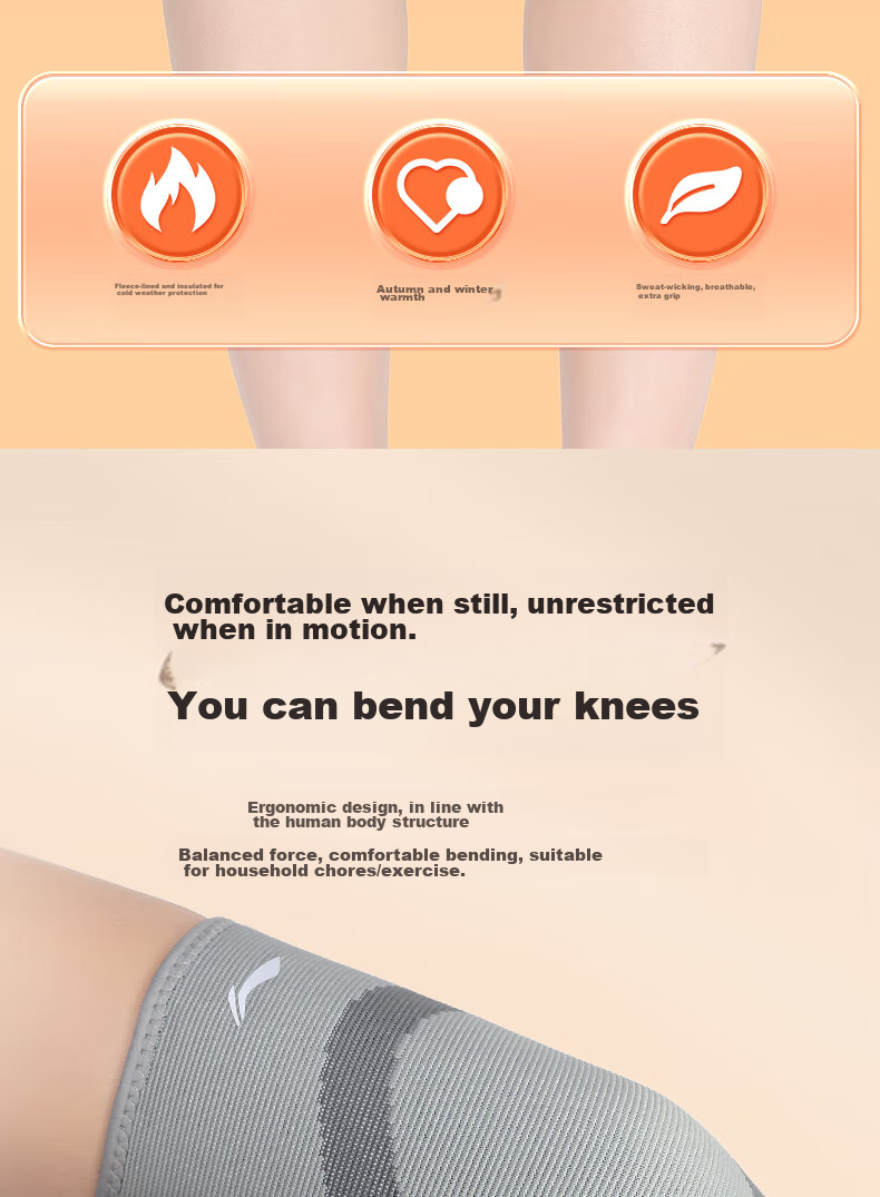 Li-Ning Knee Brace, Warm, for Men And Women, Suitable for Elderly with Cold Legs, Arthritis Protection Sleeve, Inner Wear, Autumn And Winter Leg Guard, Thickened, Cold-Proof Protective Gear 9