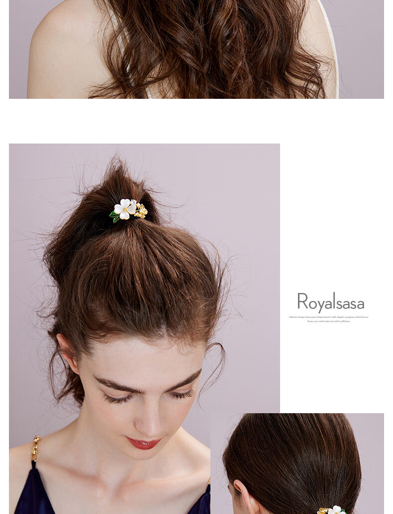 Royal Sasa Hair Accessories, Four-Leaf Clover Hair Tie, Elastic Band for Ponytail, High-Elasticity Hair Ties 5