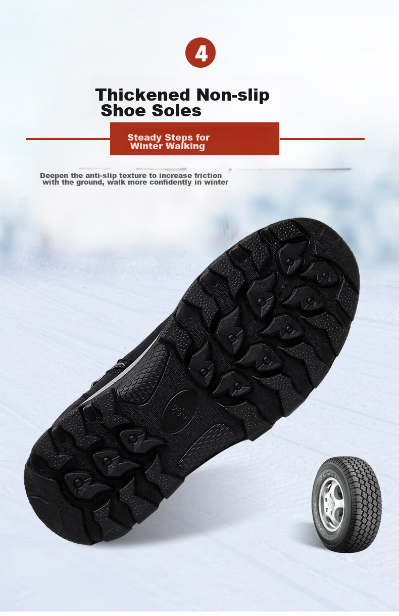 Ankang Winter Pure Wool Warm Men's Old Beijing Cloth Shoes, Thickened Waterproof Dad High-Top Cotton Boots 23503, Black, Size 44 9