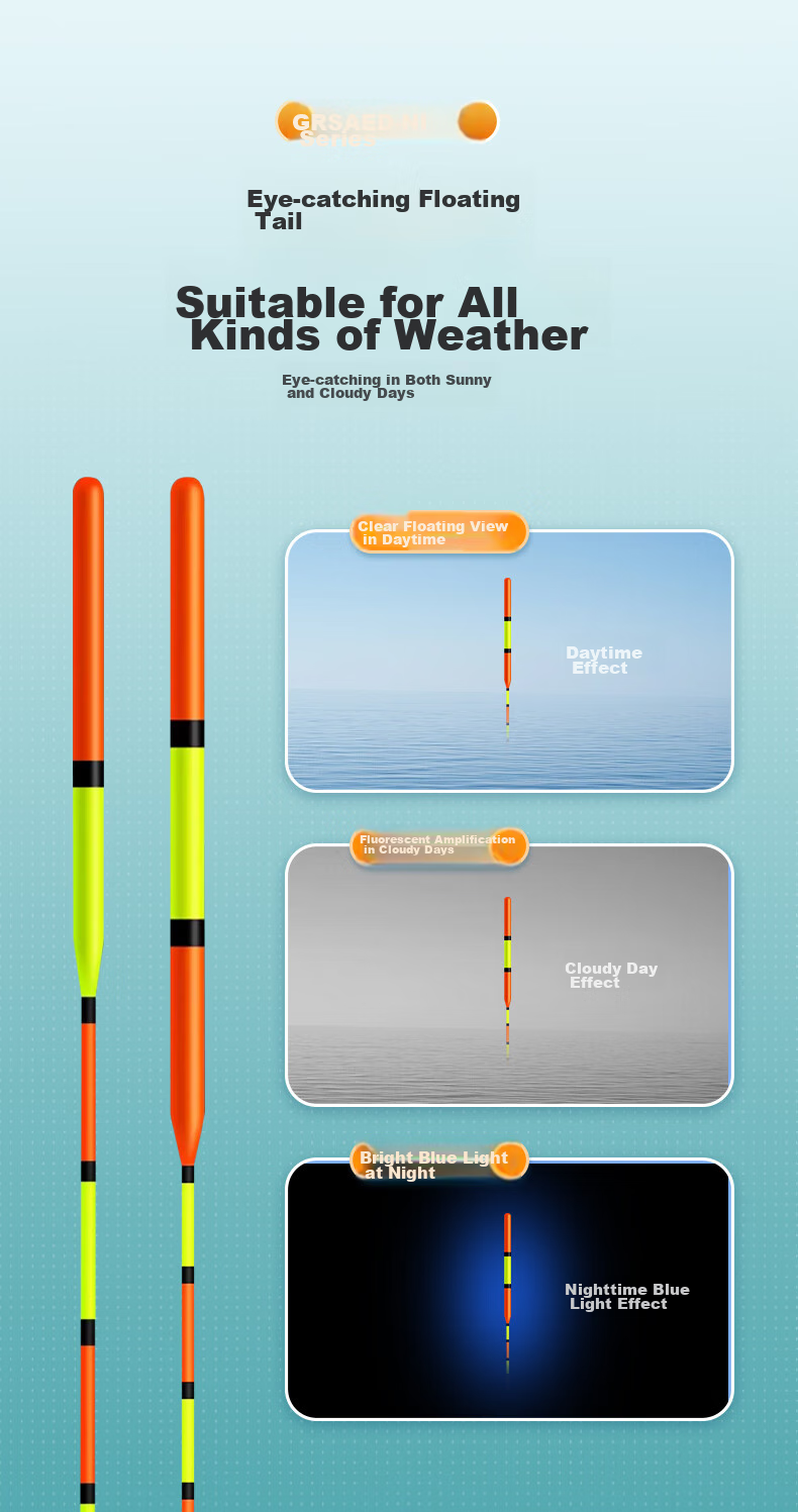 Grsaed Three-Pack NI01 Nano Fishing Float Set, Highly Sensitive Thickened Eye-Catching Carp Crucian Carp Wild Fishing Buoy 7