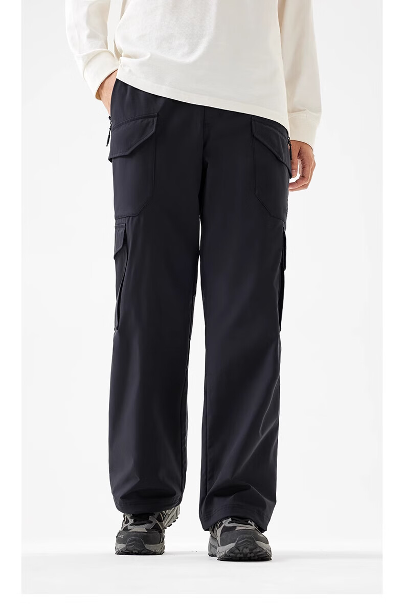 CAMEL [Wang Junkai Style] Men's Wide Straight Leg Fleece-Lined Outdoor Functional Cargo Casual Pants 8803 24