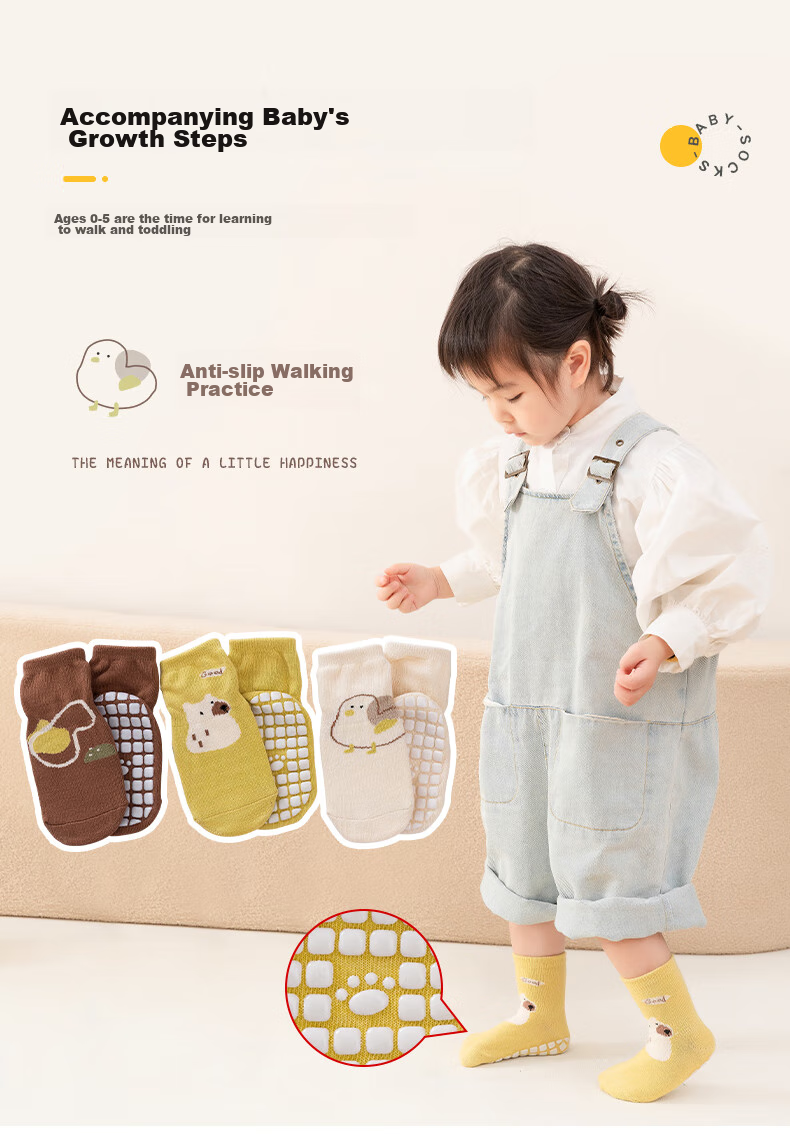 Tongyan Baby Socks, Infant Floor Socks, Spring And Summer Indoor Non-Slip Warm Toddler Socks for Boys And Girls, 3 Pairs Pack, 0-1 Year Old 9