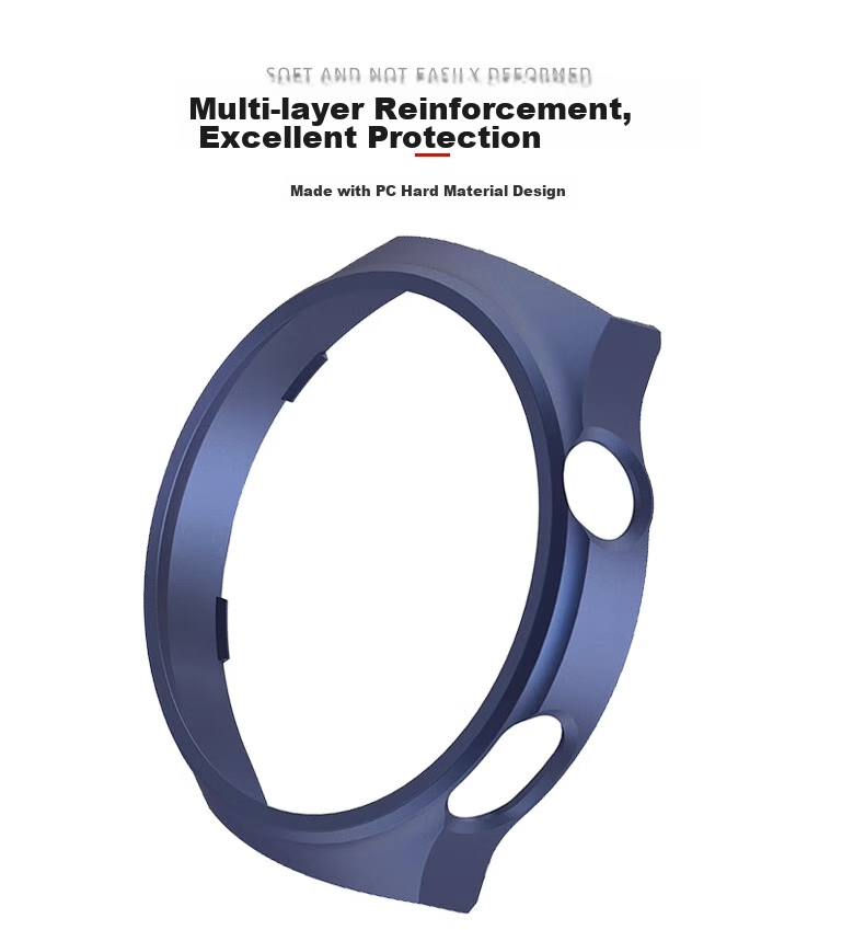 Watchbond, Suitable for Huawei Watch 4 Pro Protective Case with Integrated Screen Protector, Deep Blue Earth PC Tempered Glass Integrated Protective Film, Protective Cover, Screen Protector, Full Coverage Anti-Scratch Accessories 4
