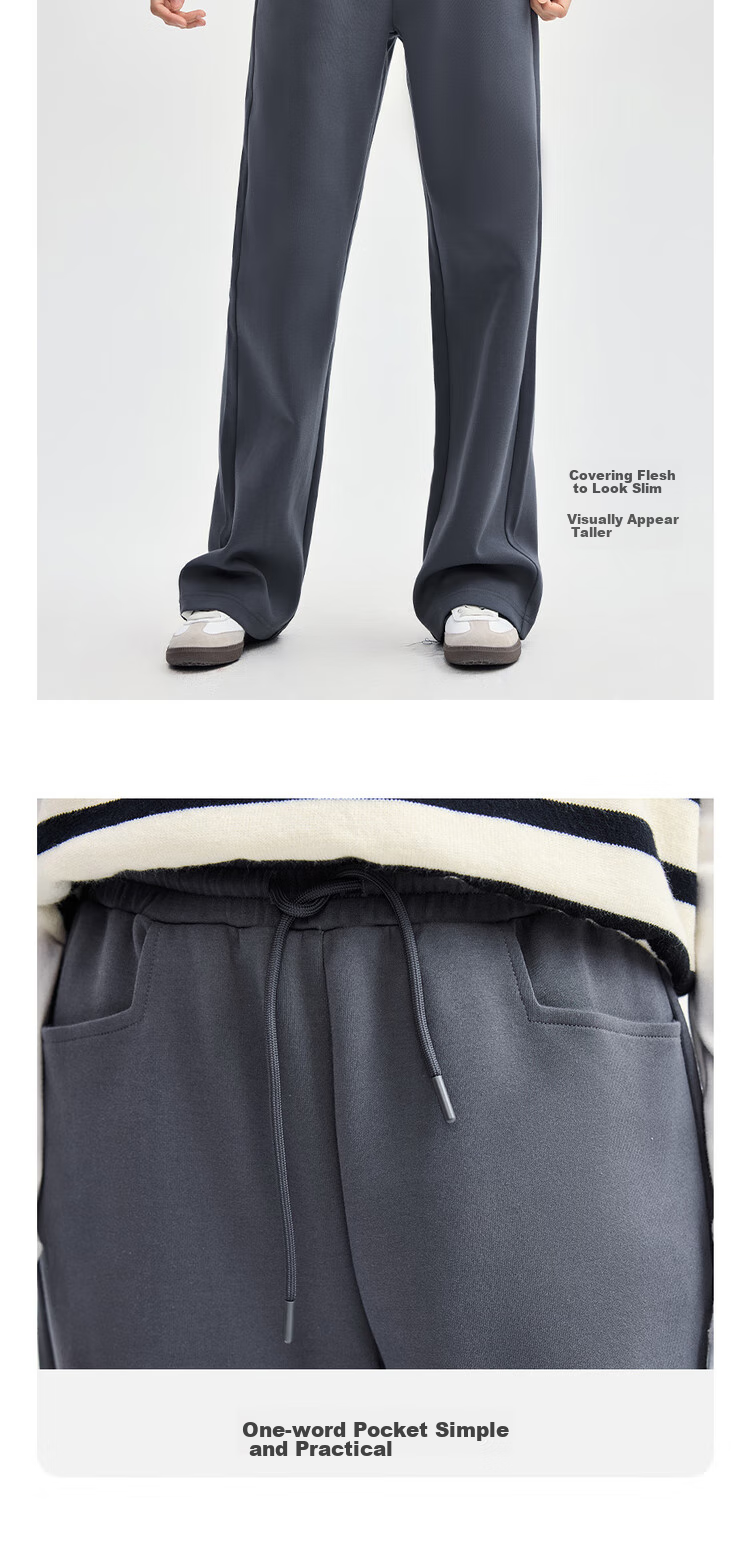 Giordano Women's Sweatpants, Flowy Glutinous Rice Pants with Straight Pockets, Elastic Waist Soft And Chewy Long Pants 05414854 5