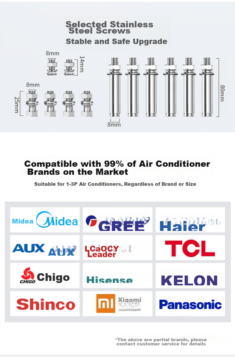 Muhouyingxiong Air Conditioner Outdoor Unit Bracket, Thickened Stainless Steel Air Conditioner Stand, 2P Suitable for Aux, Gree, Midea And Other Brands of Air Conditioners 8