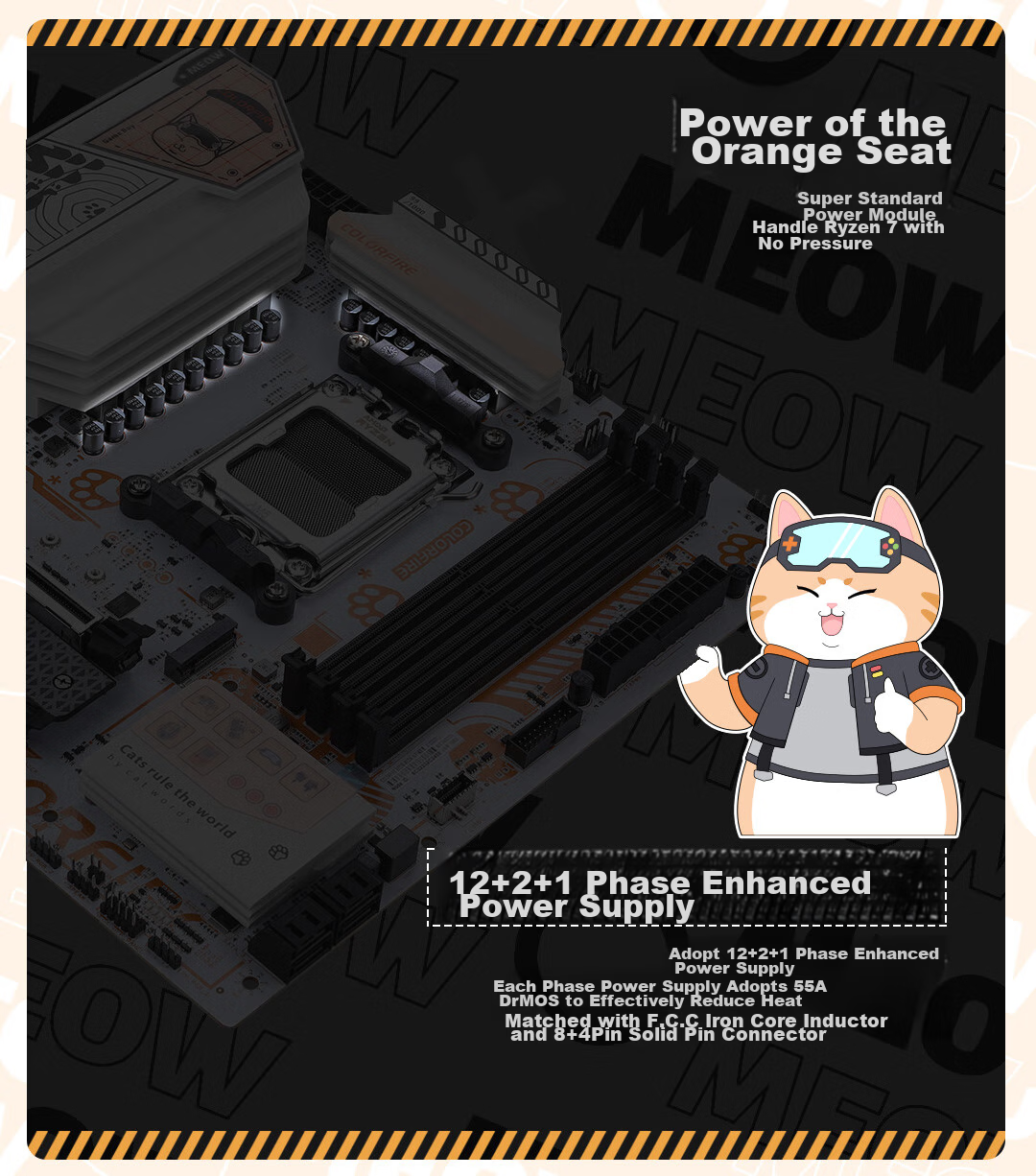 Colorful COLORFIRE B850M-MEOW WIFI7 V14 Orange Cat Motherboard Supports CPU 7800X3D/9800X3D/9700X (AMD B850/socket AM5) 6