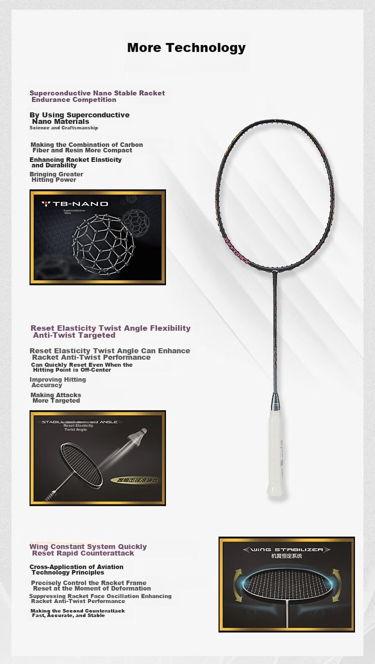 Li-Ning Badminton Racket, Zhanji 9000 Full Carbon Professional Competition Racket, Complete Control Single Racket, 4U Unstrung 6