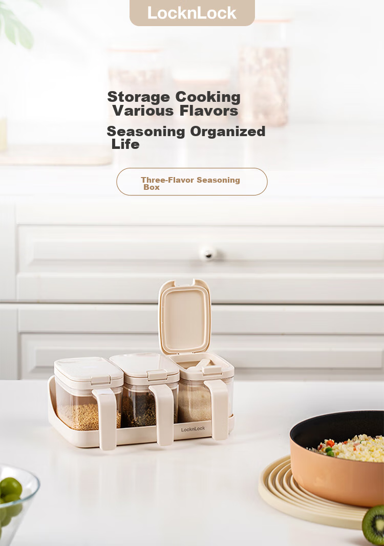 LOCK&LOCK Household Seasoning Box Set, Kitchen Seasoning MSG Salt Container Combination Pack, 3-Piece Set 1