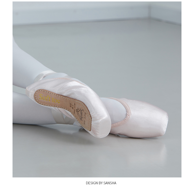 Sansha Princess Ballet Pointe Shoes, Satin Practice Shoes, Leather Sole Dance Shoes, Hard Shoes DP801SL, English Satin, Size 38 6
