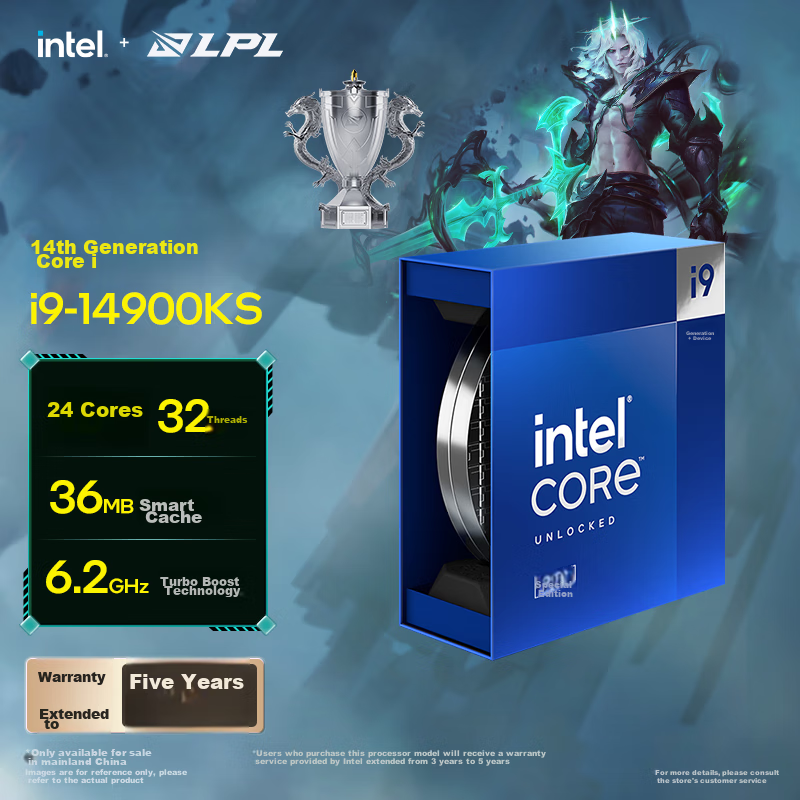Intel Core 14th Gen I9 Processor 14900KS, 24 Cores 32 Threads, Turbo up to 6.2GHz, Five-Year Warranty, Desktop Computer