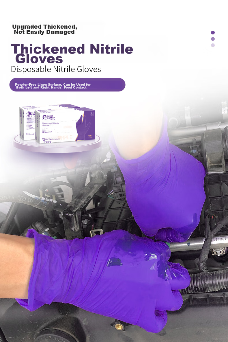 SI&MOOS Disposable Nitrile Gloves, Thickened Type, Waterproof And Stain-Resistant, 100 Pieces, Blue NM909BL, Small Size S 2