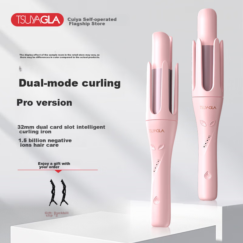 TSUYAGLA Fourth Generation Automatic Curling Iron, 32mm Negative Ion Curling Tool, Manual/automatic Dual Mode DIY Styling, Big Waves, Hair-Friendly, Gift for Girls, 310 Pink