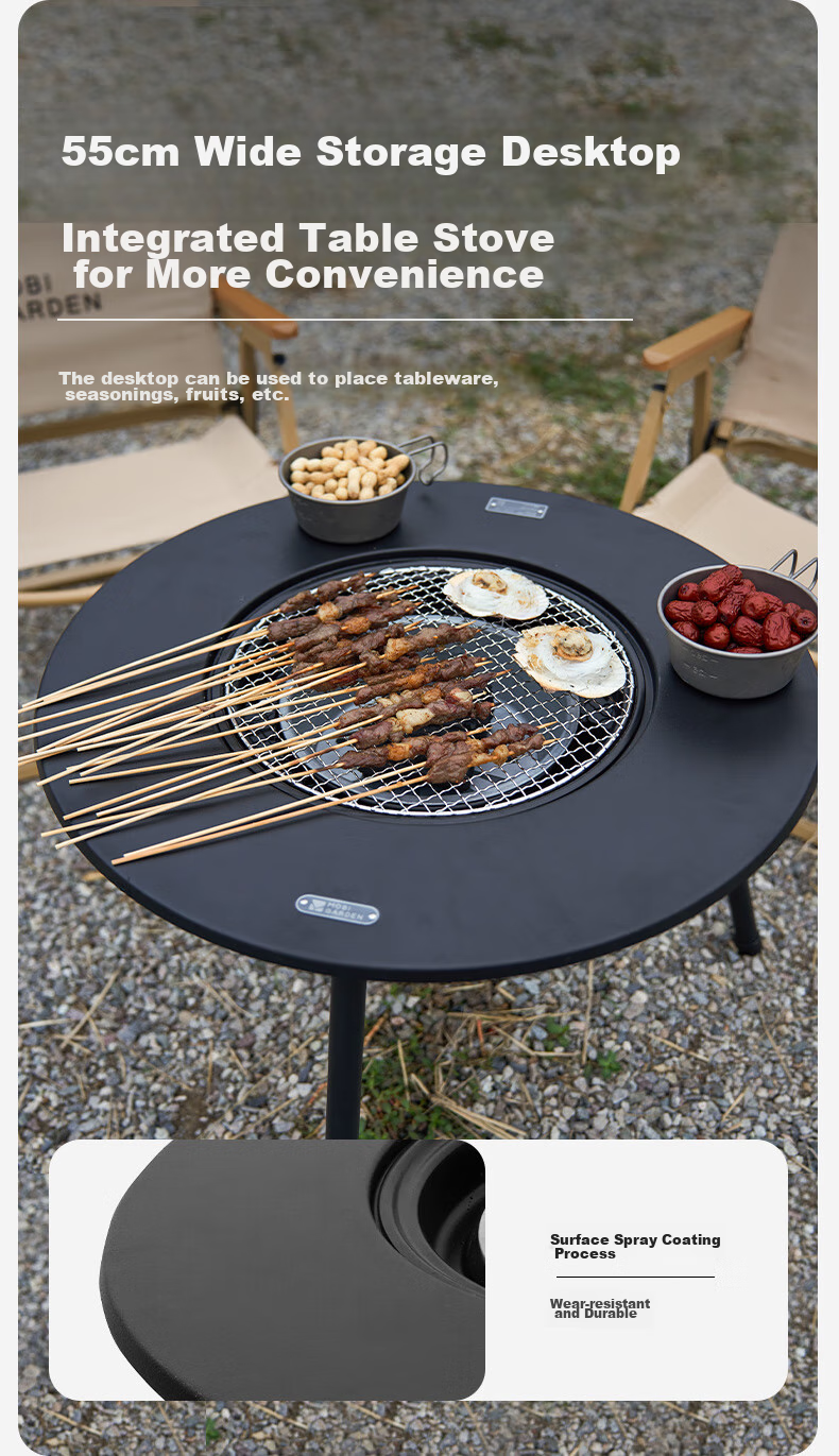 MOBIGARDEN Tea Stove, Outdoor Camping BBQ Grill, Indoor Heating Fire Pit Table, NX24688002, Obsidian Black 3