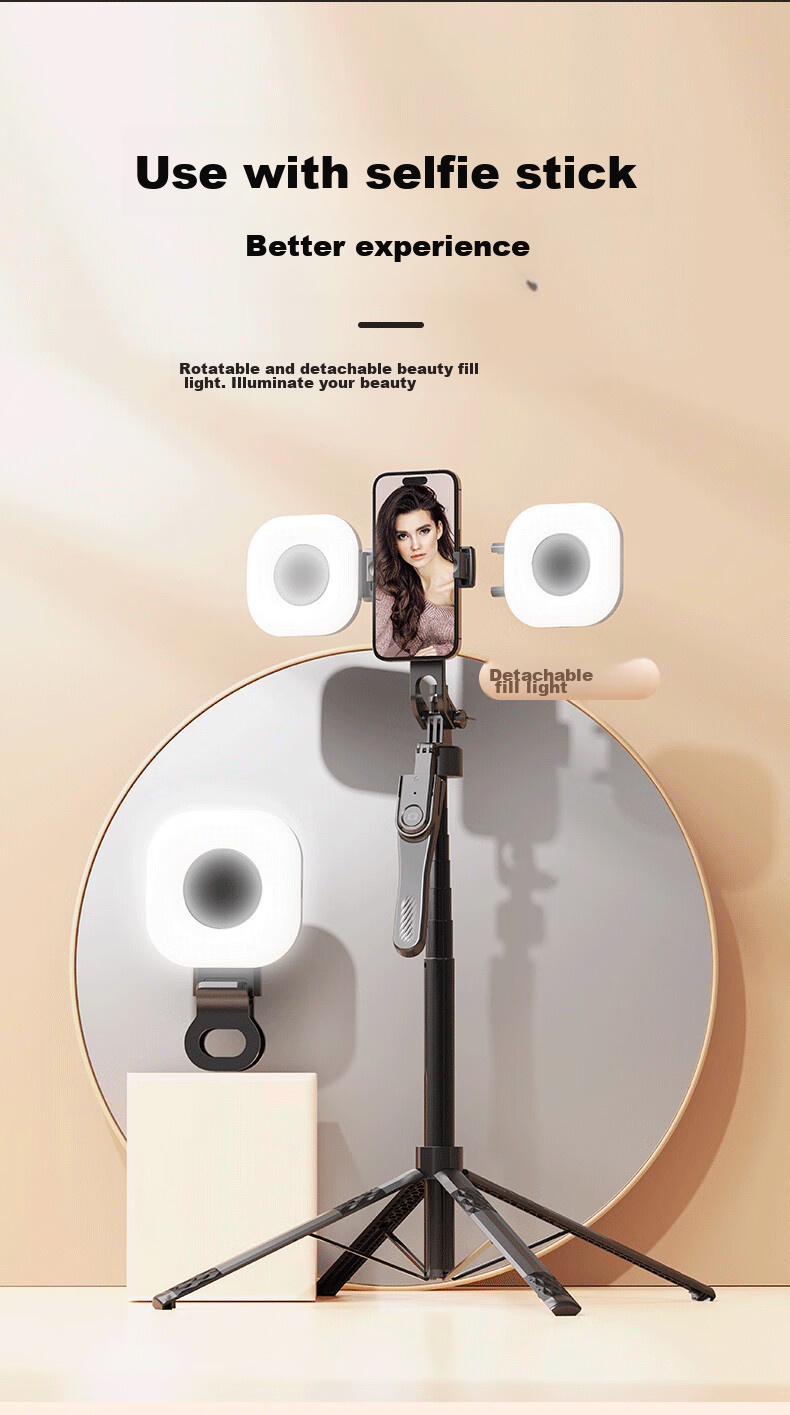 Shuotu Portable Live Streaming Fill Light, Outdoor Vlog Photography Selfie Live Streaming Handheld LED Pocket Fill Light, Beauty Enhancing Ring-Shaped Mini Light for Portraits 4