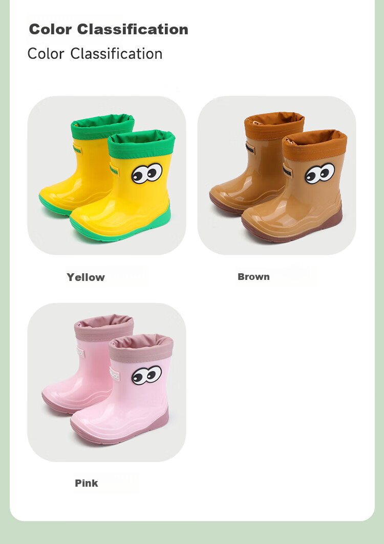 B.Duck Children's Rain Boots, Cute Cartoon Waterproof Shoes for Girls And Boys, Toddler Water Shoes, Model 5917, Brown, Size 26 4