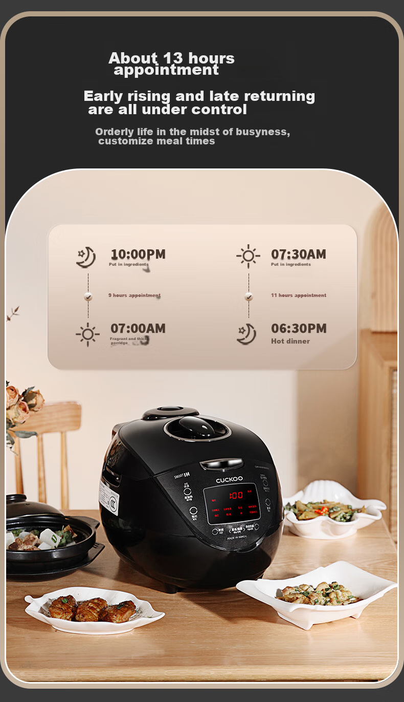 CUCKOO Black Pearl Rice Cooker, Imported from Korea, IH Heating, Iron Master Inner Pot, Programmable, Multifunctional High-Pressure Rice Cooker, 3L Capacity, for 1-3 People, CRP-HVXF0650SS 12