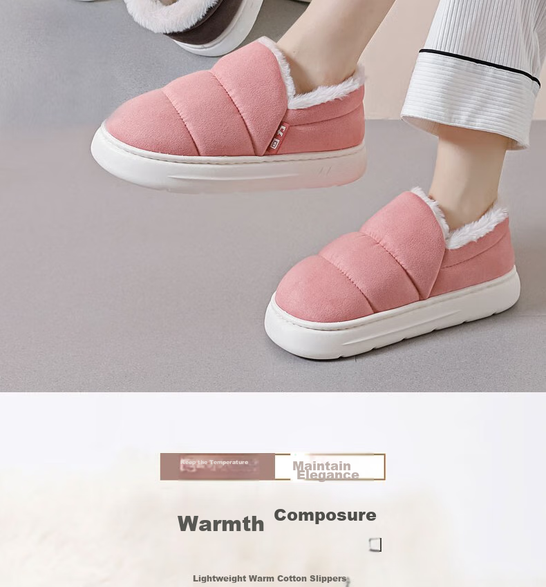 Huili Cotton Slippers with Cotton Lining, Warm And Thick, Suitable for Indoor And Outdoor Wear, Non-Slip, HL0795, Pink, Size 38-39 2