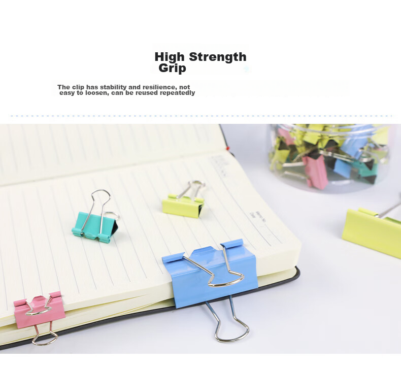 Befon Binder Clips, 40 Pieces, 19mm Small Size 5#, Colorful Metal Tail Clips, Paper Clips for Documents And Bills, Office Supplies, 40 Pieces/tube, 4266 7