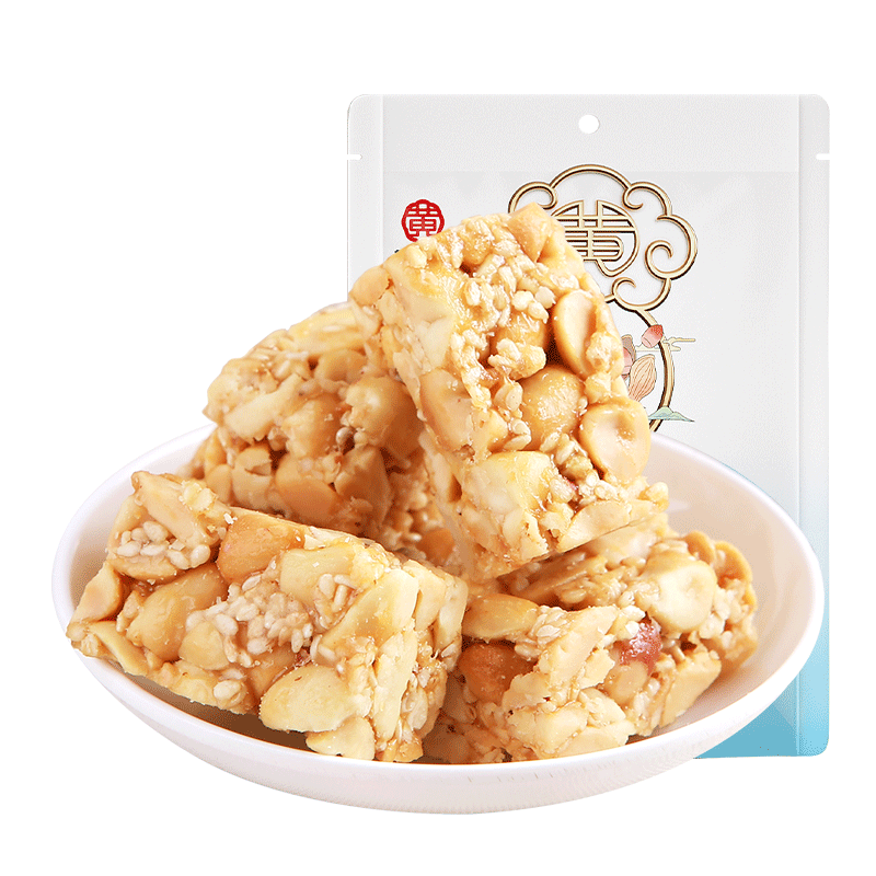 黄老五 酥糖糖果 花生酥128g/袋木糖醇味 无添加蔗糖 休闲零食 不易蛀牙
