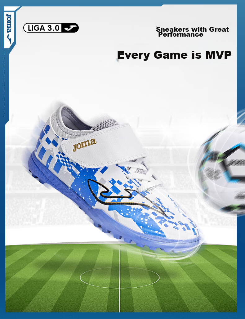 JOMA Soccer Shoes for Children, TF Turf Cleats for Boys And Girls, Youth And Elementary School Students, Retro Classic Football Training Shoes, White And Gold, Size 31 5