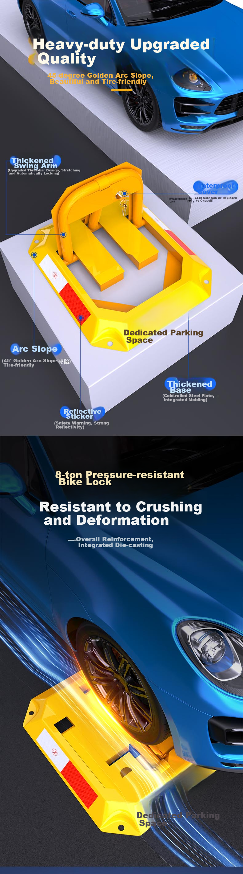 Huangchi Parking Space Lock, Ground Lock, Thickened Anti-Collision, Garage Parking Space Anti-Occupation Device, Car Stopper, Octagonal Parking Bollard 3