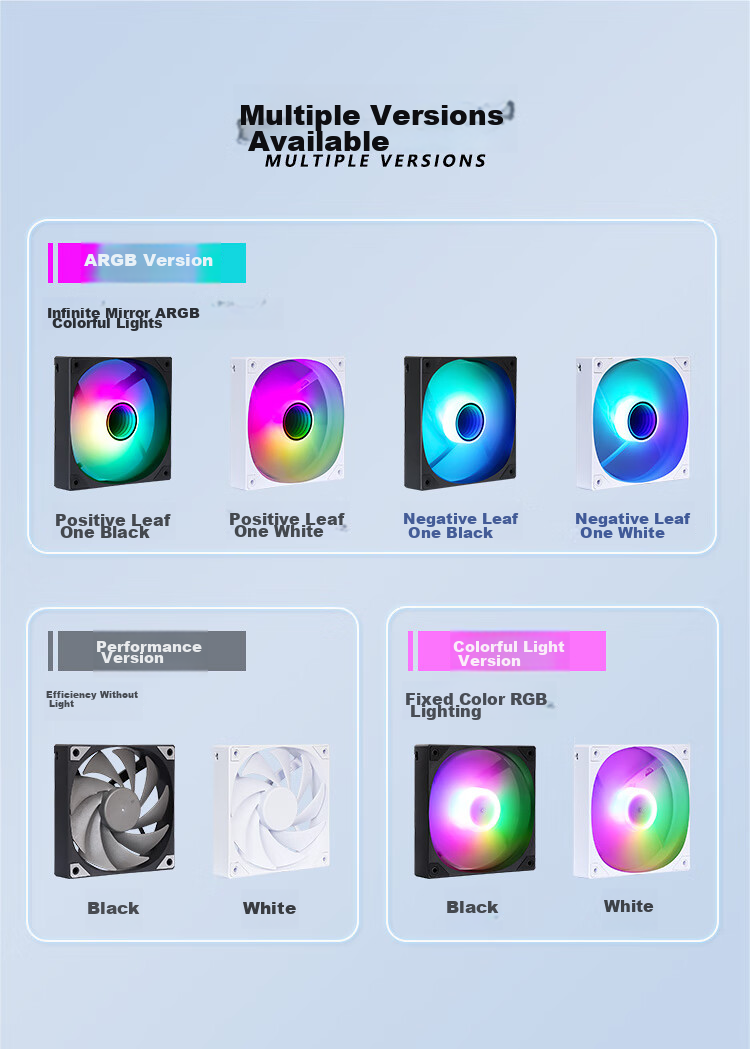 SAMA Pingtouge V1 ARGB Chroma Edition Anti-Leaf Black 12cm Case Fan, Infinite Mirror Light/mainboard Aura Sync/PWM Speed Control/5V 3pin Multi-Fan Daisy-Chaining 2