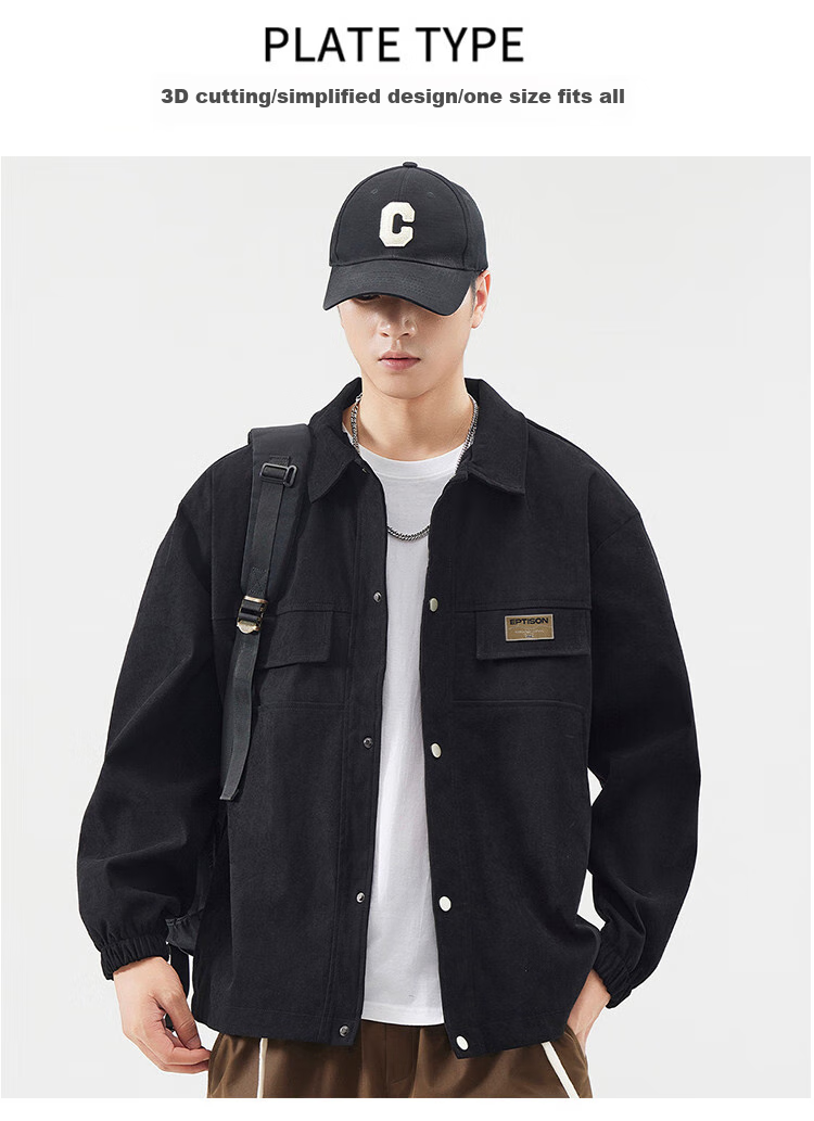 Yipintiancheng 2025 Spring Simple Trendy Jacket, Versatile Youth Men's Lapel Cardigan Coat for Me 2