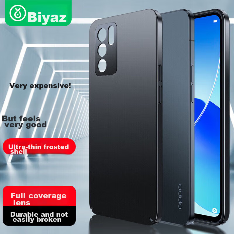 Чехол BIAZE для OPPO Reno6, ультратонкий, с рассеиванием тепла, полная защита, противоскользящий, матовый, приятный для кожи, твердый корпус, устойчивый к пятнам, антиотпечатки пальцев, простой дизайн для мужчин и женщин JK52-черный