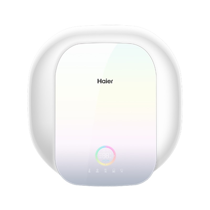 海尔（Haier）【材料费全免】电热水器家用5000W速热扁桶小尺寸10倍增容 一级节能MKL 马卡龙色