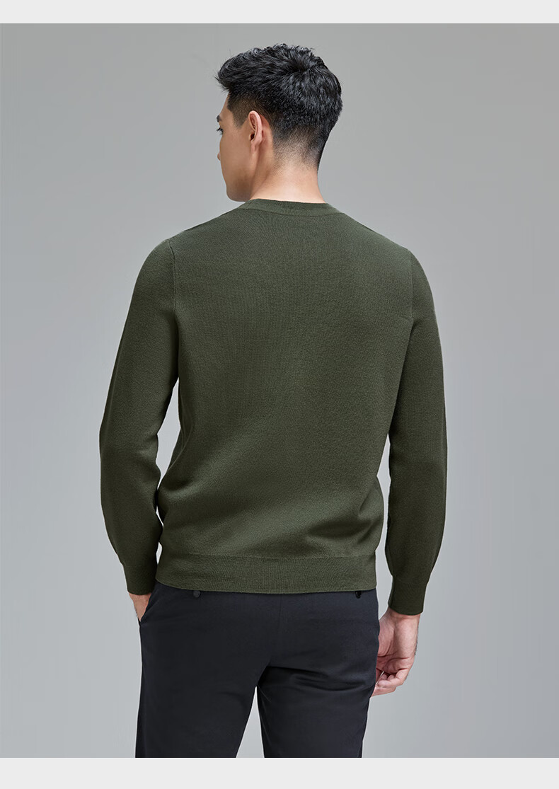 Goldlion [Puff Fleece] Men's Casual Solid Henry Collar Sweater Autumn Winter Long Sleeve Knitwear Dark Blue 2XL 9