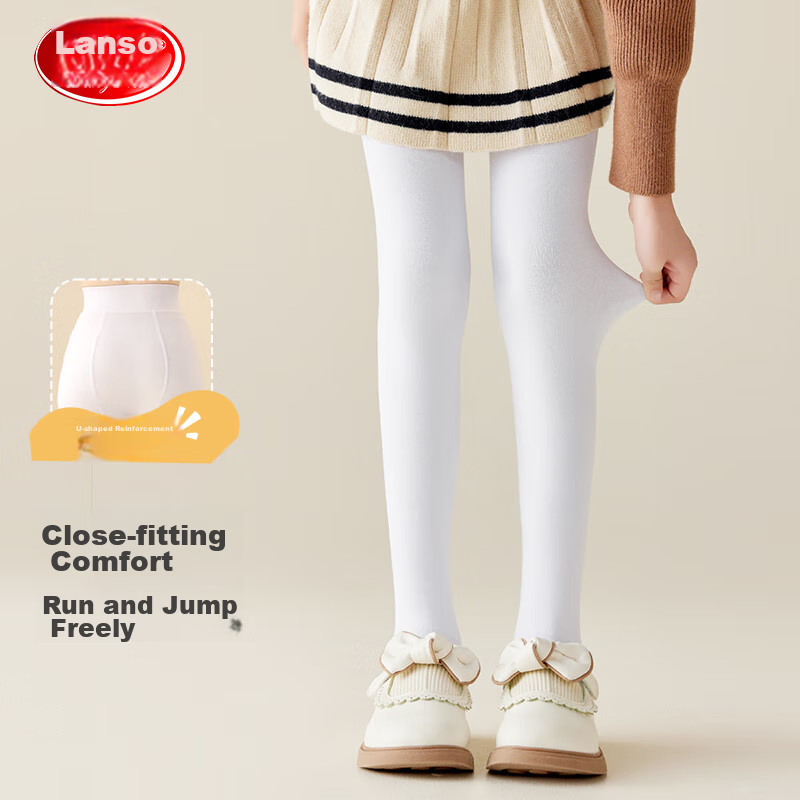 LangSha Children's Pants, Girls' Leggings, Autumn And Winter Solid Color Thin Fleece, Young Girl Tights, Baby Student Versatile Dance Socks